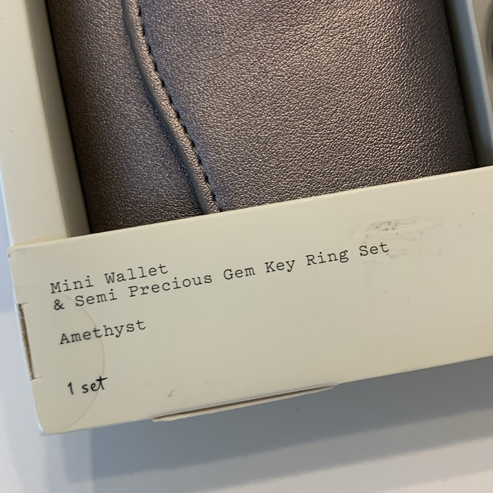 A New Day Metallic Gray Mini Wallet & Semi Precious Amethyst Gem Key Ring Set - Picture 3 of 13